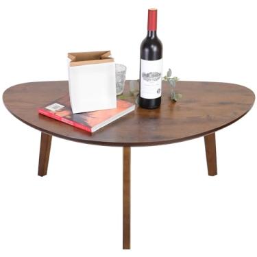 Imagem de WDSHIYI Mesa de centro grande oval de madeira moderna de meados do século, retrô, retrô, contemporânea, triangular, para sala de estar, quarto, escritório, 48 cm P x 86 cm L x 40 cm A