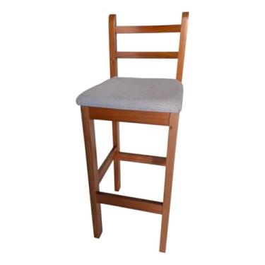 Imagem de Banqueta de Madeira Rústica com Assento Estofado Natural