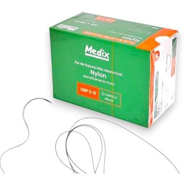 Imagem de Fio Sutura Nylon Preto USP 3-0 45cm - Caixa c/24