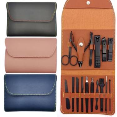 Imagem de Kit 16 Itens Pedicure e Manicure Com Estojo Portátil Cortador Unha Alicates Desencravador (Verde)