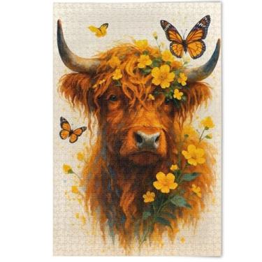 Imagem de Quebra-cabeça 1000 peças adultos borboletas vaca arte vintage elefantes brancos presentes quebra-cabeças divertidos para adultos impressão animal decoração de arte, 1000 peças, 75 x 50 cm