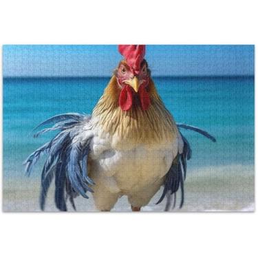 Imagem de Quebra-cabeça de galo engraçado animal adulto 500 peças presentes de elefante branco presentes engraçados masculinos paisagem floral única