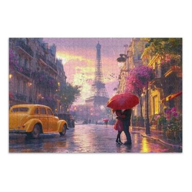 Imagem de Quebra-cabeça adulto Paris Street Pink 1000 peças, quebra-cabeças legais com letras na parte de trás