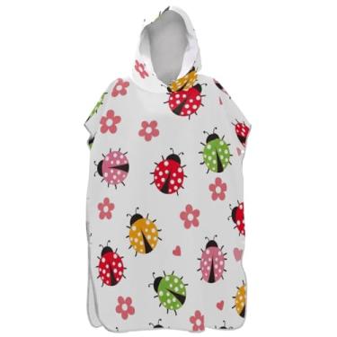 Imagem de Joisal Poncho de surfe trocador de roupão para banho de praia Adul toalhas com capuz absorventes animais fofos desenhos animados brancos homens mulheres poncho com capuz