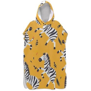 Imagem de Joisal Poncho de surfe para trocador de roupas de banho de praia com capuz reutilizáveis ponchos adultos para mulheres bonito zebra amarela