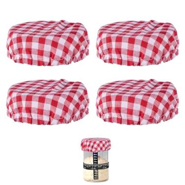 Imagem de TERESRY Pano de cobertura de pote para iniciantes Sourdough, capas de linho reutilizáveis para recipiente de iniciação de fermento, capas de tecido respirável para frascos de pedreiro, boca larga e