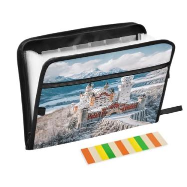 Imagem de Castle Winter Mountains Importante Organizador de Documentos Folio Impermeável Acordeão Pasta de Arquivo com Alça de Documentos