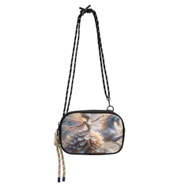 Imagem de TSENQUE Bolsa feminina pequena transversal bolsa de ombro pequena bolsa de ombro todos os dias bolsa para celular carteira fantástica flor fada unicórnio