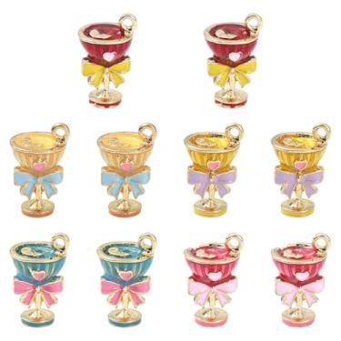 Imagem de UR URLIFEHALL 10 pingentes esmaltados para copo de coquetel, 5 cores, tema de bebida, pingentes de cálice para colar faça você mesmo, pulseira, chaveiro, joias, artesanato
