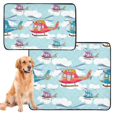 Imagem de TSENQUE Almofadas laváveis para cães de estimação, almofadas para animais de estimação, reutilizáveis, coloridas, helicópteros, nuvens, céu azul, almofadas de treinamento de filhotes, absorvente à