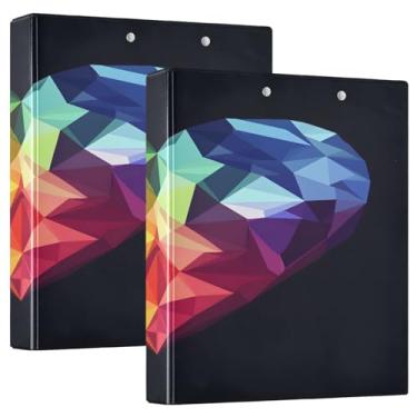 Imagem de Fichário de receitas com 3 anéis, coração, arco-íris, preto, fichário grande, pacote com 2 fichários com 3 anéis com prancheta