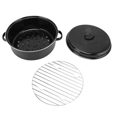 Imagem de Acouto Assadeira de 16 Polegadas Com Tampa - Assadeira Acabamento Preto Salpicado Doméstico Antiaderente Panela para Churrasco Com Tampa Batata Doce Assada Castanhas - Torradeira Oval Coberta - Casa