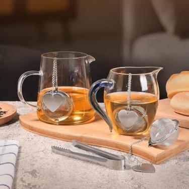 Imagem de Pacote com 6 bolas de chá infusor de chá para folhas soltas de aço inoxidável com clipe de colher de bônus, malha extrafina, à prova de ferrugem, fácil de limpar