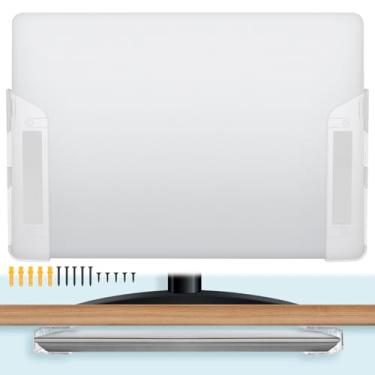 Imagem de Tcwhniev Suporte de parede para laptop sob a mesa com adesivo e parafusos, almofada de proteção antiarranhões universal para dispositivos de teclado e tablet de até 1,2 polegadas de espessura
