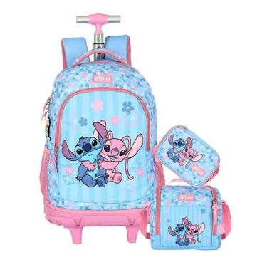 Imagem de Kit Lilo Stitch Mochila 2Em1 Rodas + Lancheira + Estojo Box - Luxcel