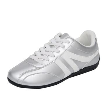 Imagem de Tênis feminino moderno: sapatos de cano baixo brilhantes para uso diário e casual moderno, Cor de pico, 37