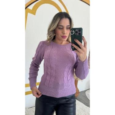 Imagem de Blusa de Frio Feminina em Tricot Grosso Texturizada com Tranças Moda I