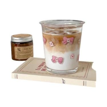 Imagem de Caneca De Vidro Transparente Kawaii Com Laço Para Água, Café, Leite, S