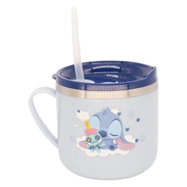 Imagem de Zonacriativa - Caneca Térmica Flip Stitch Disney (250ml) | Aço inoxidável, bpa free, alça ergonômica e canudo de silicone | Ideal para lanche e escolinha