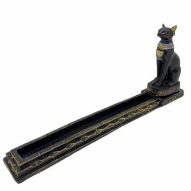 Imagem de Incensário Egípcio Bastet Preto E Dourado 25X4X11 Cm 47-4367 - Lua Mís