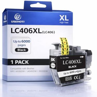 Imagem de USEHOTI Cartucho de tinta preta de alto rendimento LC406XL, substituto compatível com Brother LC406 LC406XL, funciona com impressoras Brother MFC-J4535DW, MFC-J4335DW, MFC-J5855DW, MFC-J6555DW (1