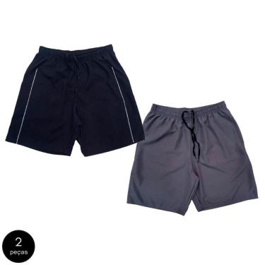 Imagem de Kit 2 Shorts Black Bear Bermudas Básicas Tactel Liso Lisa Masculina Casual-Masculino