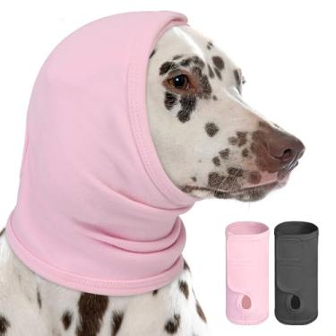 Imagem de AOFITEE Moletom com capuz calmante para cães, faixa de cabeça antiderrapante para hematoma canino, protetor de orelha ajustável para ansiedade de ruído, envoltório de orelha para cães, fogos de