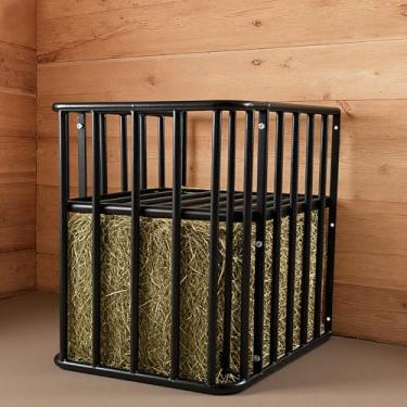 Imagem de Otoolling Alimentador de feno de canto de chão para cavalo, suporte de cobertor grande para alimentador de feno, alimentação lenta saudável de 6,3 cm, evita desperdícios, fácil montagem para cabras