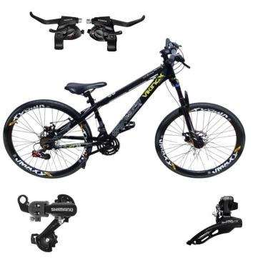 Imagem de Bicicleta 26 VikingX Tuff30 24v Cambios e Trocadores Shimano Avançados Pneu Slick Fino Preto1.50-Unissex