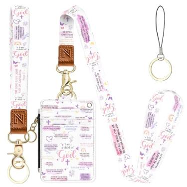 Imagem de Porta-crachá de identificação Child God 2 em 1 e carteira com cordão para professores, enfermeiras, profissionais - linda bolsa de moedas com zíper, alça de pulso removível e cordão de pescoço, 5