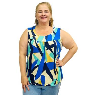 Imagem de Blusa Feminina Plus Size Senhora Bata Regata Estampada - Coalizão Fash