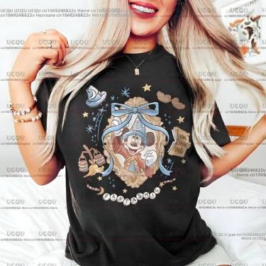 Imagem de Camiseta Retro De Mickey Mágico Para Mulheres, Algodão, Presente Mágic