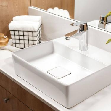 Imagem de Cuba de Apoio Quadrada 40x40cm com Mesa em Cerâmica Ica2900 Icasa Branco