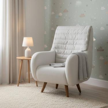 Imagem de Poltrona de Amamentação Pés Madeira Zen Branco