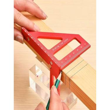 Imagem de 1 régua de medição multiângulo 3D 45/90 graus liga de alumínio para marcenaria transferidor quadrado ferramenta de alta precisão vermelho