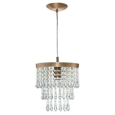 Imagem de Lustre Pendente de Cristal Acrílico - Detalhes em Cobre, Decorativo para Salas, Salões e Ambientes Domésticos Elegantes