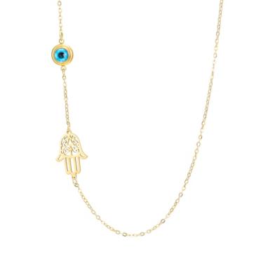 Imagem de PDOUSELF Colar Hamsa Mão de Fátima Olho turco para mulheres, aço inoxidável, ajustável, proteção judaica, símbolo de amuleto, joias femininas e masculinas, 20, Aço inoxidável, Sem Pedra Preciosa