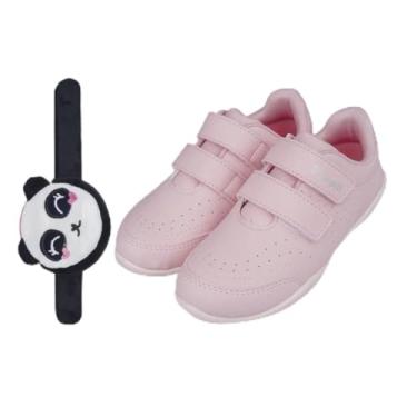 Imagem de Tênis Escolar Infantil Pampili Honey Calce Fácil Branco Ou Rosa Vem com Pulseira Porta Moedas (Rosa, BR, Criança de 1 a 3 anos, Numérico, 23)