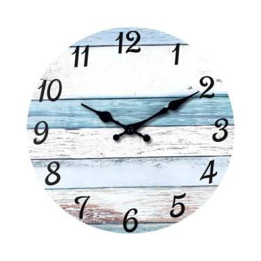 Imagem de Relógio De Parede De Madeira Com Padrão De Grão De Madeira Retro Silen