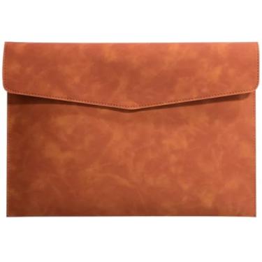 Imagem de Organizador de arquivos A4 pasta de arquivo de couro simples grande capacidade bolsa de documentos moda pasta de dados contrato bolsa de arquivo de notas organizador de papel de escritório suprimentos