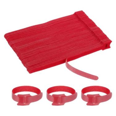 Imagem de PATIKIL Abraçadeiras reutilizáveis de 20 cm, 100 peças ajustáveis de fixação de gancho e alças de laço organizador de fios para cabos de escritório em casa, vermelho