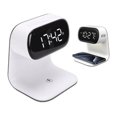 Imagem de VBESTLIFE Despertador Digital Com Estação de Carregamento Rápido Sem Fio, Lâmpada Inteligente de Toque de 15 W para Cabeceira, Lâmpada Noturna de Ajuste de 3 Cores para Sala de Estar