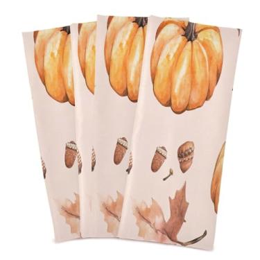 Imagem de xigua Conjunto de 4 panos de prato de cozinha, abóboras, pássaros, aquarela, toalhas de cozinha de secagem rápida e altamente absorventes para limpeza de pratos e limpeza manual, 71 x 45 cm