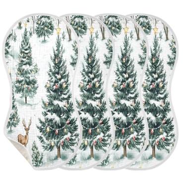 Imagem de STAYTOP 4 peças lindas panos de arroto de árvore de Natal - panos para arrotar para bebês meninos meninas e toalha de recém-nascido, panos grandes absorventes para arrotar