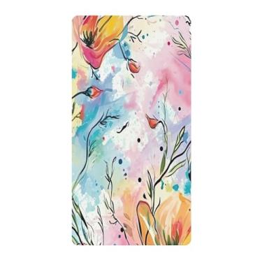 Imagem de Blueangle Lençol de berço padrão para berço infantil - Lençóis de algodão macio e respirável com estampa de flores em aquarela (864)