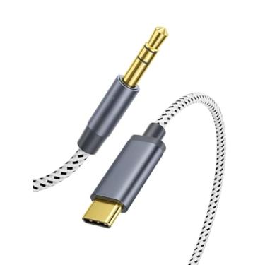 Imagem de Cabo auxiliar de áudio USB C para 3,5 mm de 1,8 m, tipo C para fone de ouvido estéreo de 3,5 mm compatível com iPhone 16 Pro Max 15 Pro Max, Samsung Galaxy S24 S23 S22 S21 Note 20, iPad Pro, cinza