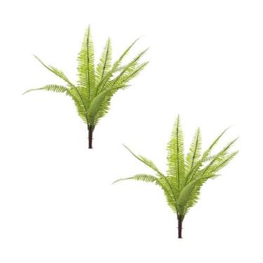 Imagem de Kit c/ 2 Ramos Samambaia Planta Artificial Permanente Flor Arte 33cm