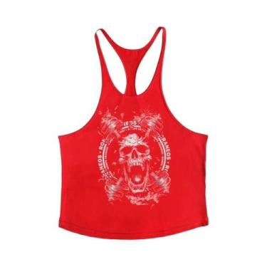 Imagem de Camiseta Sem Mangas Masculina De Algodão Secagem Rápida Com Estampa De