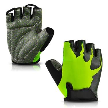 Imagem de Luvas Esportivas de Dedo Meio Respiráveis e Antiderrapantes com Espuma Amortecimento Impacto para Ciclismo Musculação Atividades