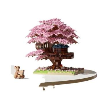 Imagem de Conjunto De Blocos De Montar Casa Na Árvore Sakura Com Luzes, Presente
